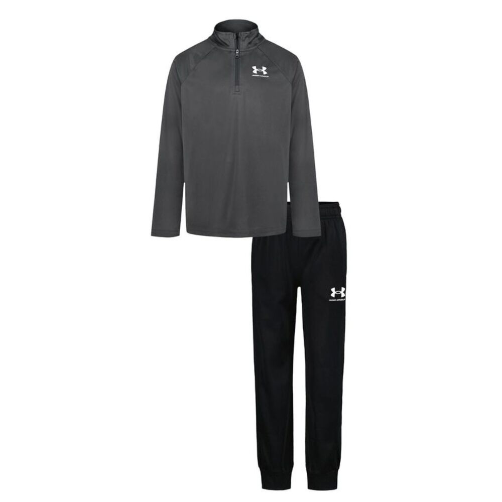 Under Armour Boys Quarter Zip Tracksuit Set / Gray/Black